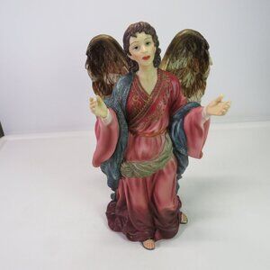 Porcelain 10” Angel Standing Peacefully O'Well Religious Warm Colors Jewel tones